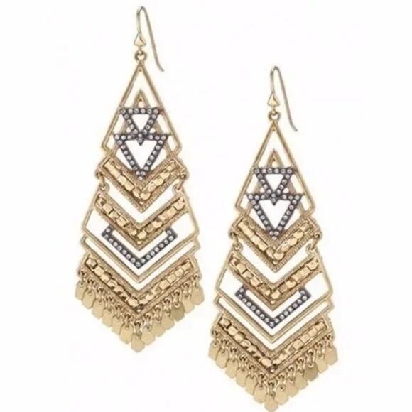 stella & dotโ~ horizon statement earrings ~ pave crystal gold chandeliers - Picture 6 of 7